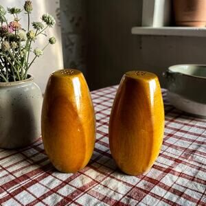 Vintage Salt and Pepper Shakers Brown Drip Glaze Ceramic Mid Century Modern
